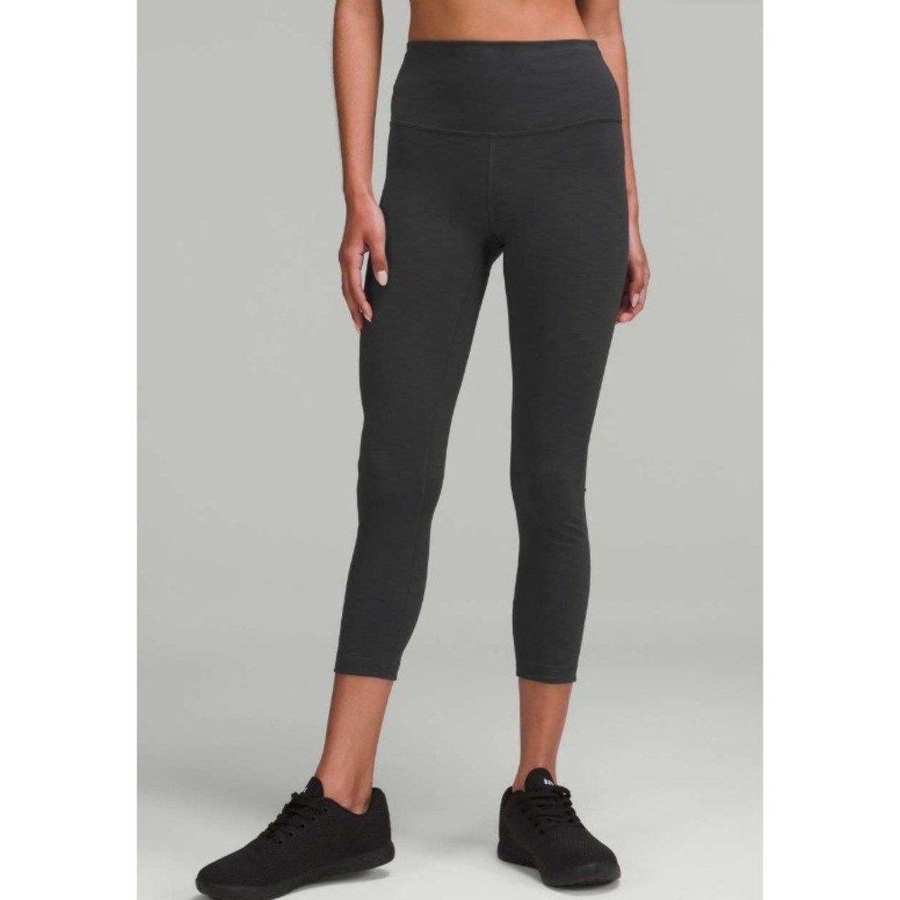 Lululemon Wunder Train High-Rise Crop 23" Heathered Graphite Grey Womens 6 EUC